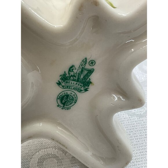Belleek Ireland Porcelain Tree Trunk Vase With Shamrock Design - Picture 6 of 6